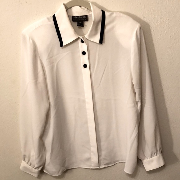 Haberdashery Collection by Personal Tops - Haberdashery Vintage White Button Down Top Size 14